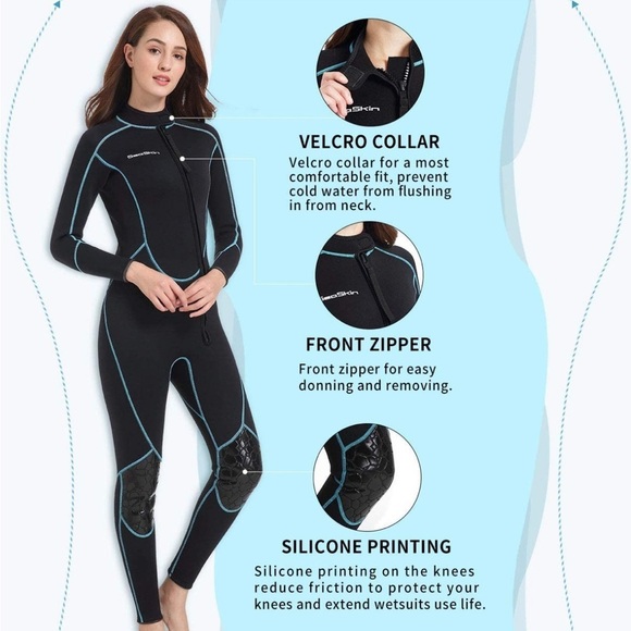 Seaskin 3mm Womens Fullsuit Wetsuit - Picture 3 of 9